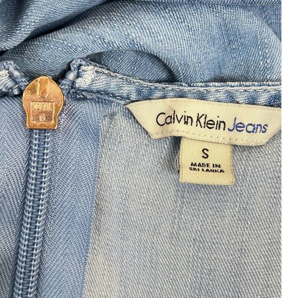 Calvin Klein Jeans Jumpsuit Women's Size S Chambray Denim Blue Casual Basics - Picture 8 of 10